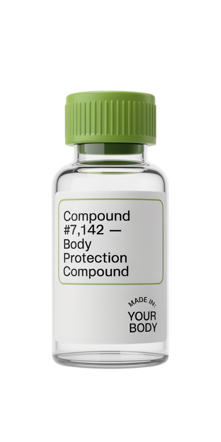 A research vial illustration labelled made in your body